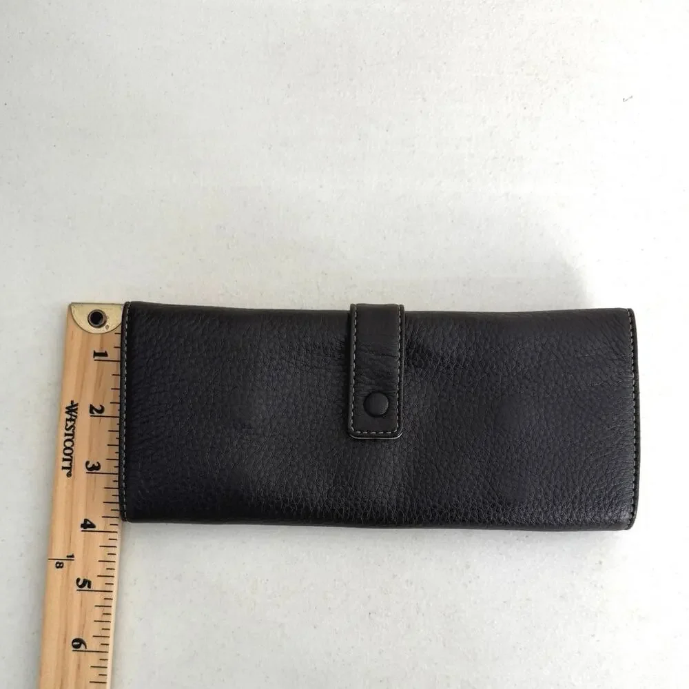 Levenger Brown leather snap fold up jewelry case